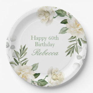 Floral 60th Birthday Pastel Paper Plate