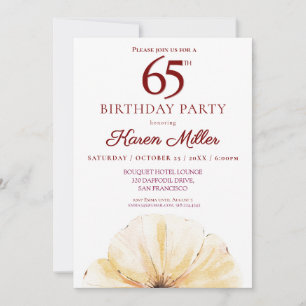 Floral 65th Birthday – Elegant Yellow Bloom Design Invitation