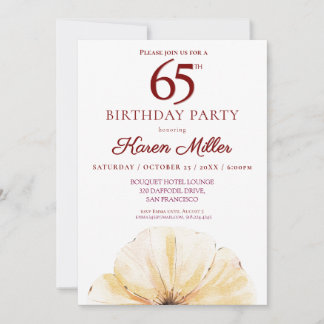 Floral 65th Birthday – Elegant Yellow Bloom Design Invitation