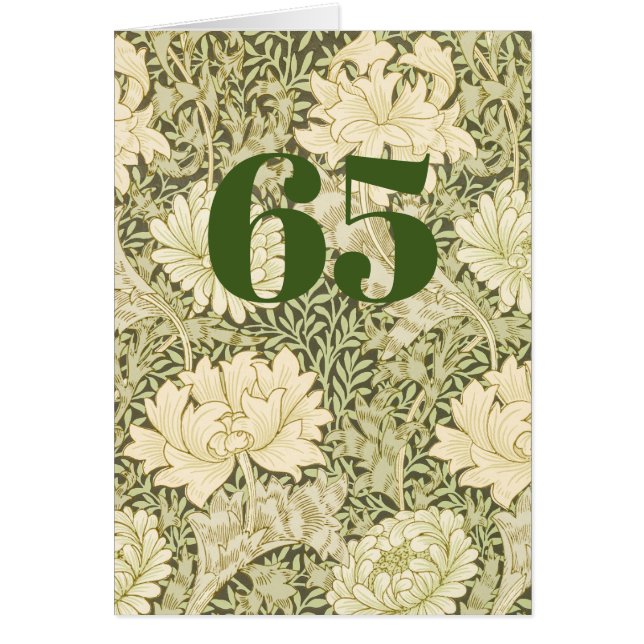 Floral 65th Birthday Folded Greeting Card (Front)