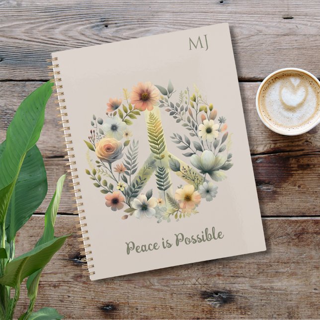 Floral 70s Retro "Peace is Possible" Peace Sign Planner (Creator Uploaded)