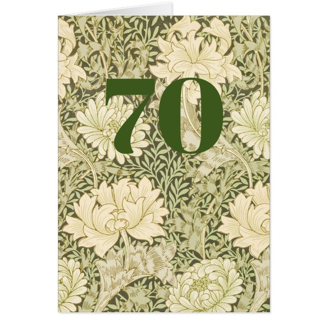 Floral 70th Birthday Folded Greeting Card (Front)