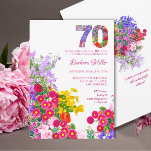 Floral 70th Birthday – Garden Celebration Design Invitation