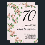 Floral 70th Birthday Invitation in Blush Pink<br><div class="desc">This pretty floral 70th birthday invitation is perfect for a nice party and will set a fun and celebratory tone. This design features pink blossoms on stems, and is a nice feminine choice for a special event to celebrate a milestone birthday. Customise for your own birthday year, and search for...</div>