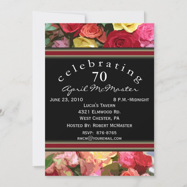 Floral 70th Birthday Party Invitation (Front)