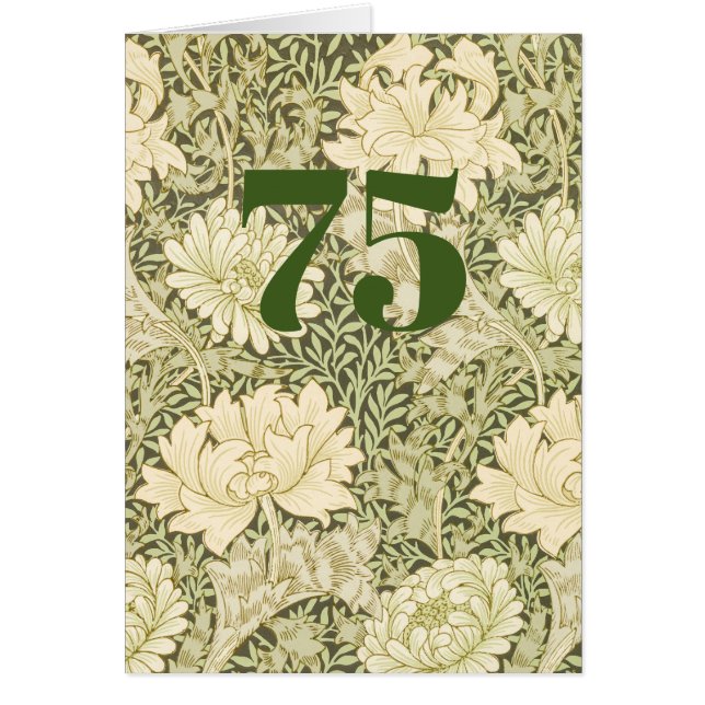 Floral 75th Birthday Folded Greeting Card (Front)
