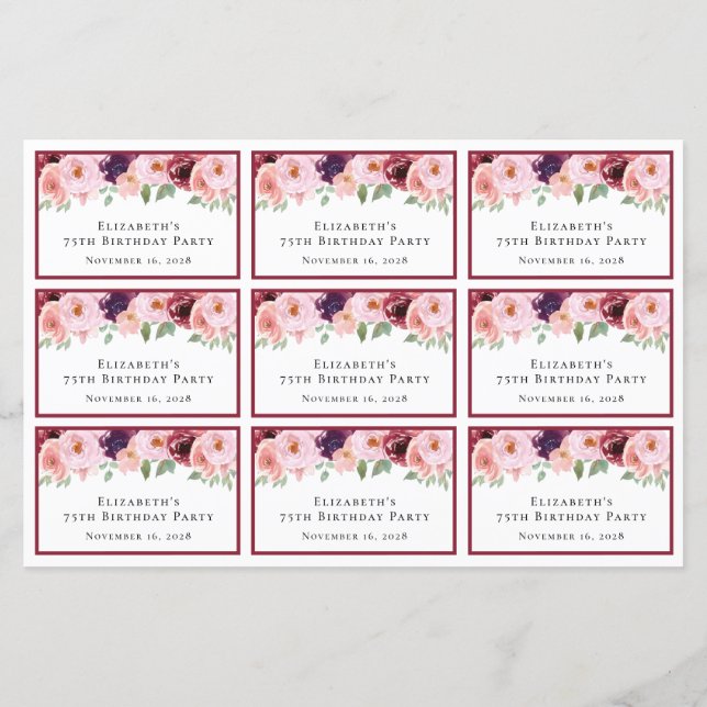 Floral 75th Birthday Party No Gifts Enclosure (Back)