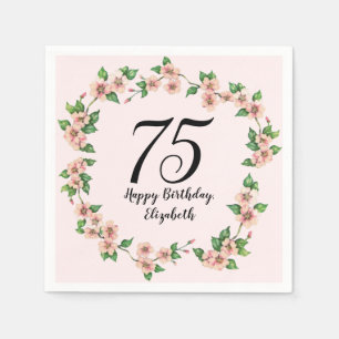 Floral 75th Birthday Pretty Blush Pink Napkin