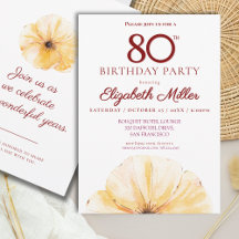 Floral 80th Birthday – Elegant Yellow Bloom Design