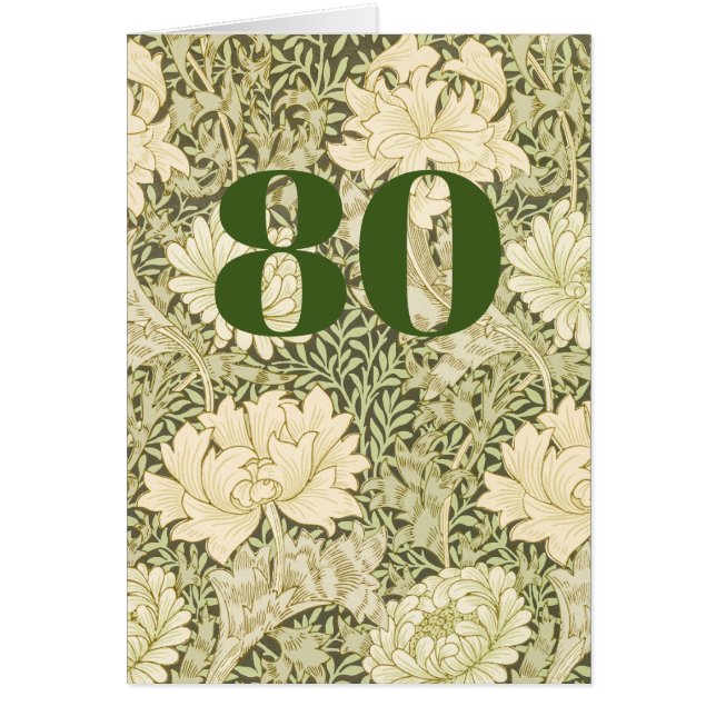 Floral 80th Birthday Folded Greeting Card (Front)