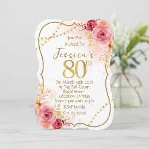 Floral 80th Birthday Invitation