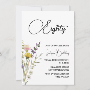 Floral 80th Birthday Party Invitation