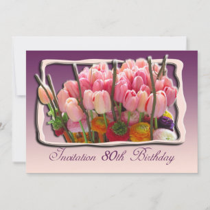 Floral 80th Birthday Party Invitation