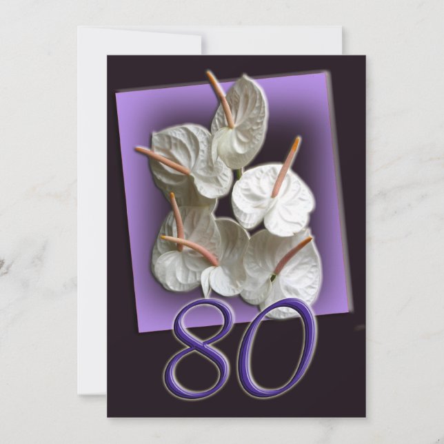 Floral 80th Birthday Party Invitation (Front)