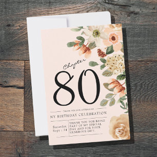 Floral 80th Birthday  Thank You Card