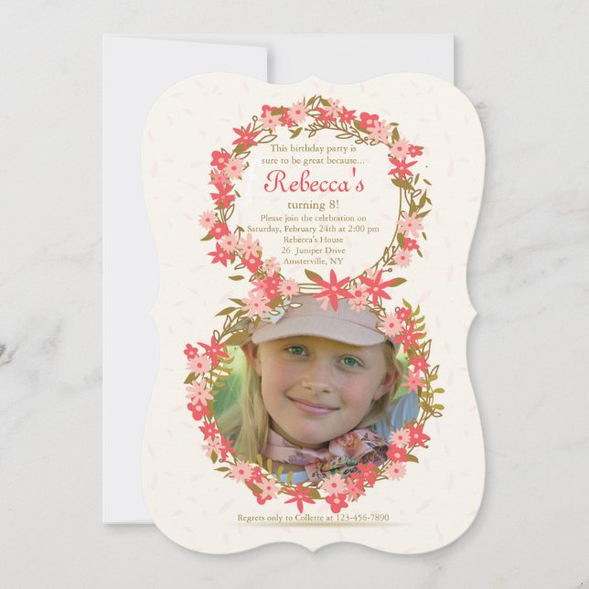 Floral 8 Photo Invitation (Front)