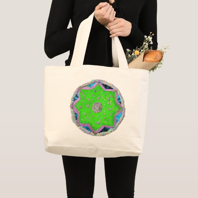 Floral 8-pointed star Eid Large Tote Bag (Front (Product))