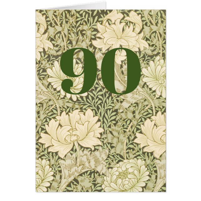 Floral 90th Birthday Folded Greeting Card (Front)