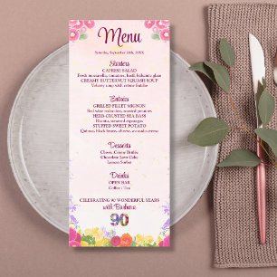 Floral 90th Birthday Party -  Elegant Pastel 90 Menu
