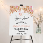  Floral 90th Birthday Welcome Years Loved 