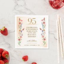 Floral 95th Birthday - Gold Wildflowers Design 95