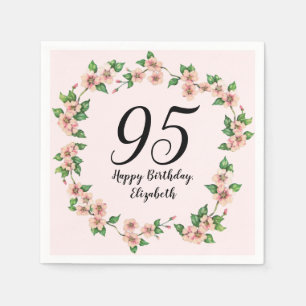 Floral 95th Birthday Pretty Blush Pink Napkin