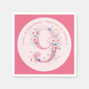 Floral 9th Birthday Custom Nine Fairy Princess Napkin