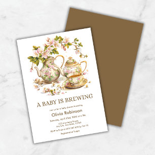 Floral A Baby is Brewing Baby Shower  Invitation