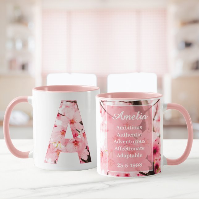 Floral A Initial Mug | Personalized Name & Traits (Creator Uploaded)
