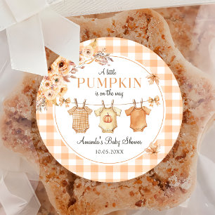 Floral A Little Pumpkin Baby Shower Sticker
