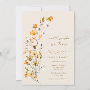 Floral A Little Pumpkin Is On The Way Baby Shower Invitation