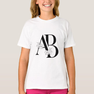 Floral AB Initial Monogram T-Shirt