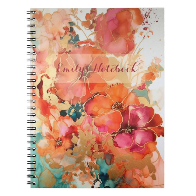 Floral Abstract Alcohol Ink Notebook/Journal Notebook (Front)
