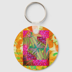 Floral Abstract Art Key Ring
