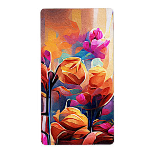 Floral Abstract Art Orange Red Blue Flowers
