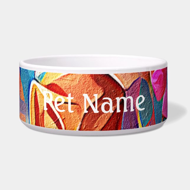 Floral Abstract Art Orange Red Blue Flowers (Front)