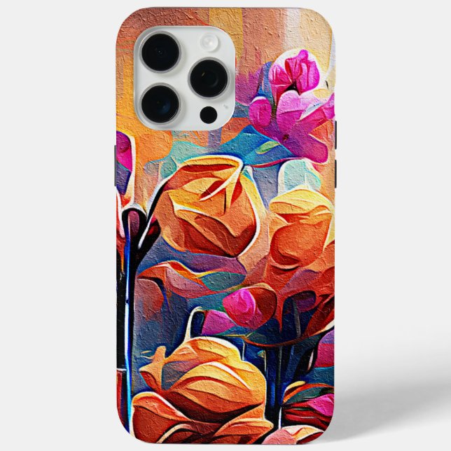 Floral Abstract Art Orange Red Blue Flowers Case-Mate iPhone Case (Back)