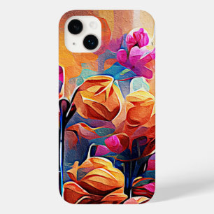 Floral Abstract Art Orange Red Blue Flowers Case-Mate iPhone 14 Plus Case