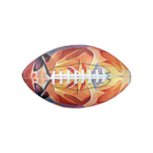 Floral Abstract Art Orange Red Blue Flowers Football