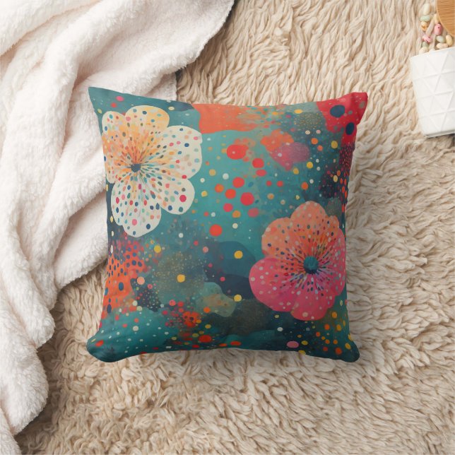 Floral abstract artwork cushion (Blanket)
