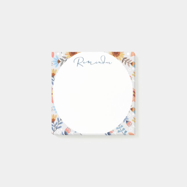 Floral & Abstract Circle Post-it Notes (Front)