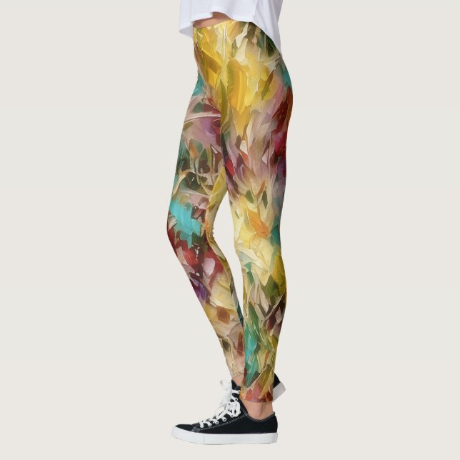 Floral Abstract Colourful Art Leggings (Left)