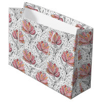 Floral Abstract Doodle Art Style Pink Peach