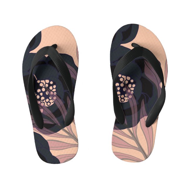 Floral abstract elegance, artistic background. kid's jandals (Footbed)