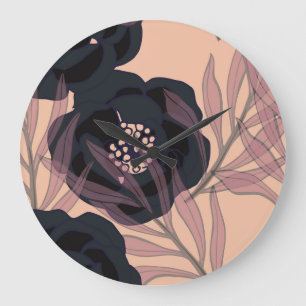 Floral abstract elegance, artistic background. large clock