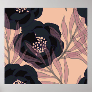 Floral abstract elegance, artistic background. poster