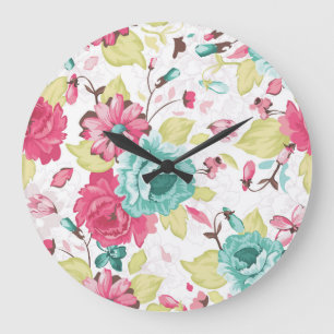Floral Abstract Elegance Seamless Background. Large Clock