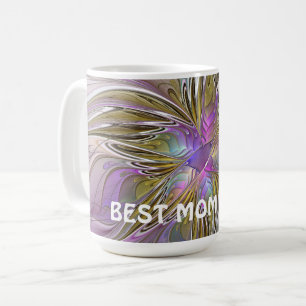 Floral Abstract Fractal With Pink & Gold Best Mum Coffee Mug