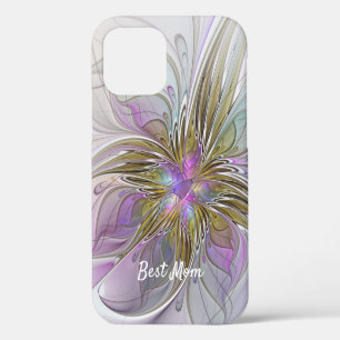 Floral Abstract Fractal With Pink & Gold Best Mum iPhone 12 Case