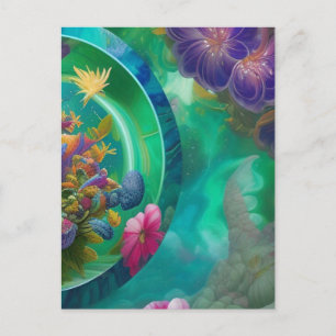 Floral Abstract Garden   Postcard